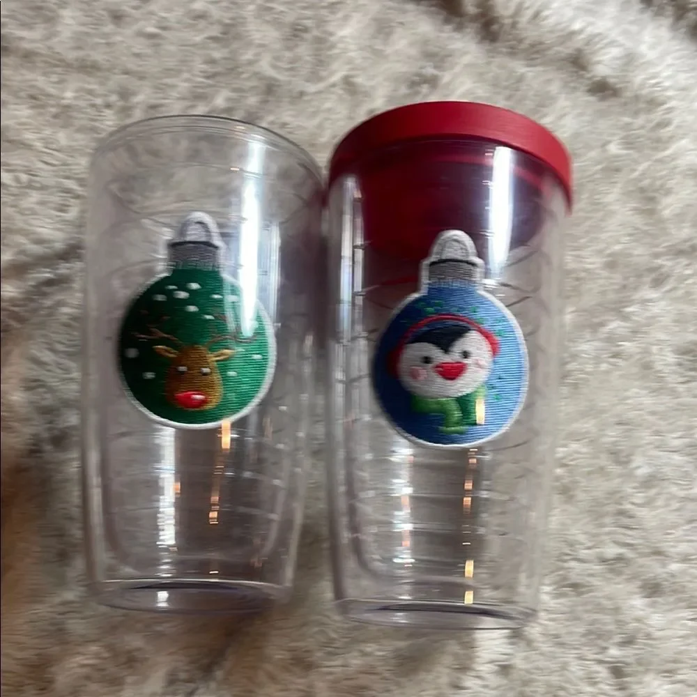 Festive Holiday tervis  Tumbler Set with Red Lid